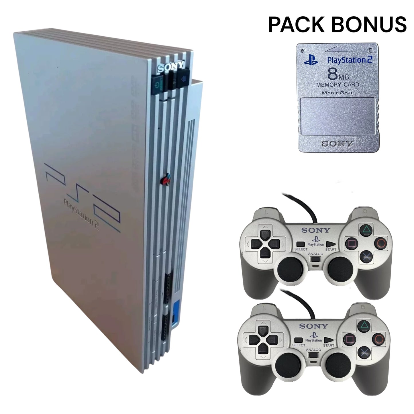 Playstation 2 Console Fat Silver + 2 Controller’s + Memory Card