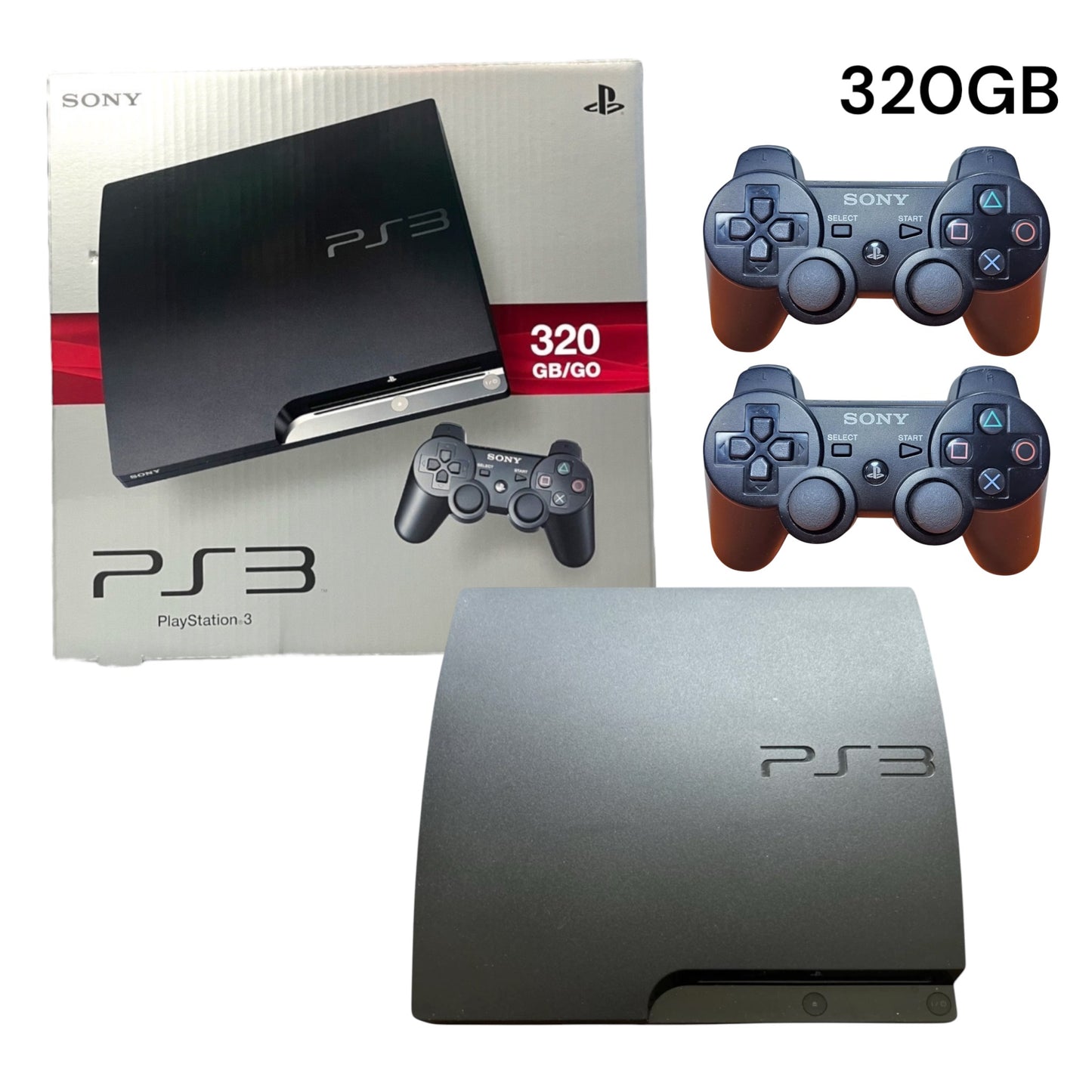 PlayStation 3 Slim 320GB Console + 2x ‘DualShock 3’ Controller’s
