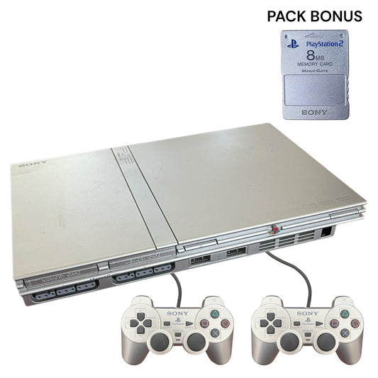 PlayStation 2 Slim Silver + 2 Controller’s + Memory Card