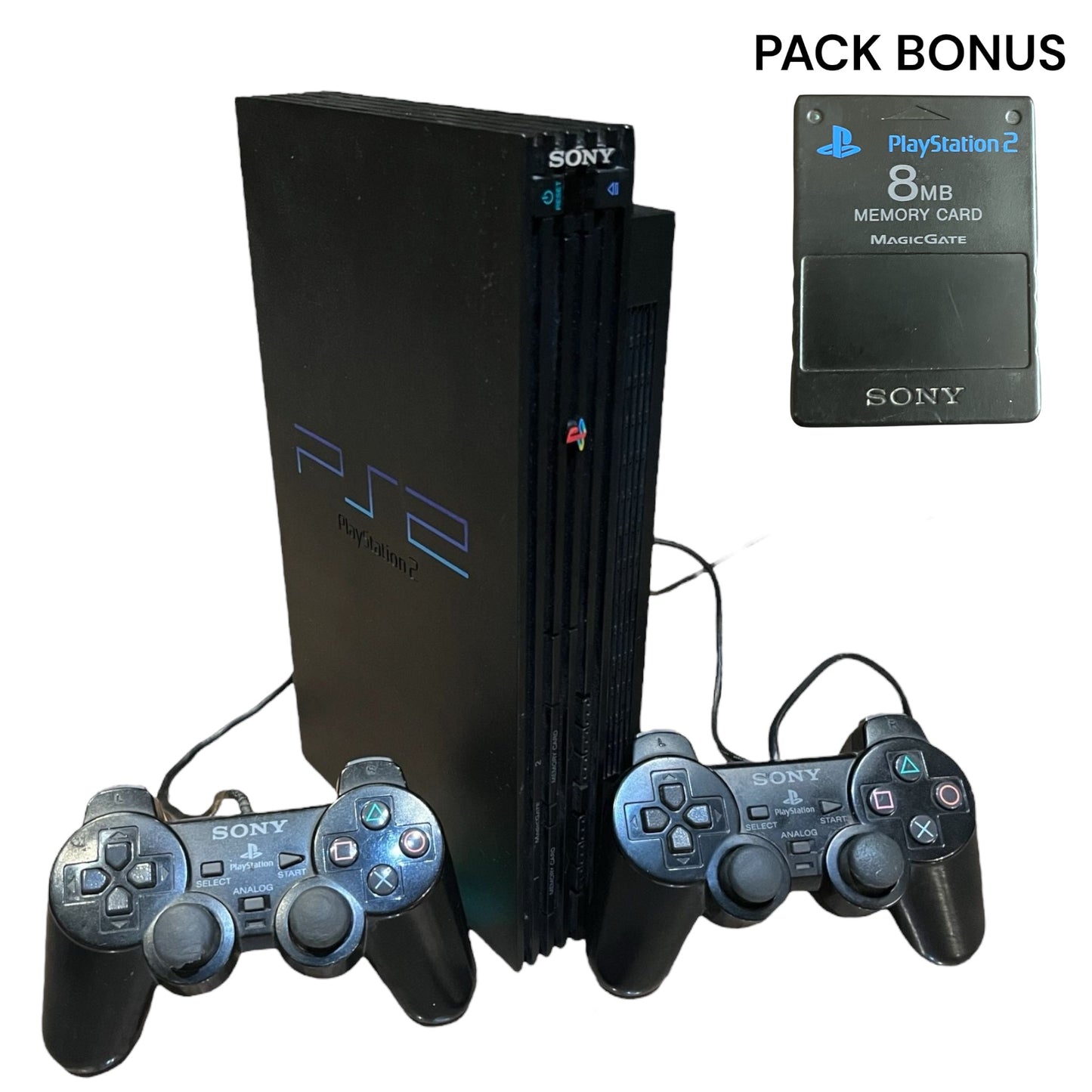 Playstation 2 Console Phat + 2 Controller's + Memory Card - PS2 - Black Set