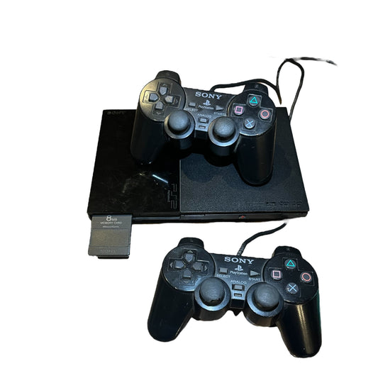 Playstation 2 Console Slim + 2 Controller's + Memory Card - PS2 - Black Set